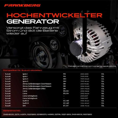 1x Lichtmaschine Generator für Suzuki Swift III Ignis I II Liana 1.3L-1.6L Bild 1x Lichtmaschine Generator für Suzuki Swift III Ignis I II Liana 1.3L-1.6L