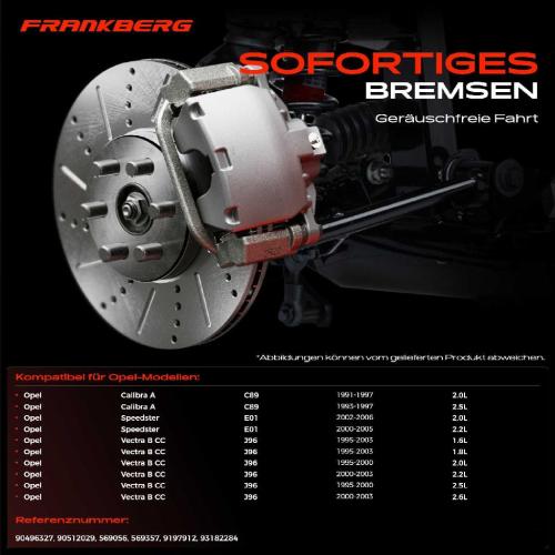 Frankberg 2x Bremsscheiben Vorderachse für Opel Calibra A Speedster Vectra B CC C89 E01 1991-2006 Bild Frankberg 2x Bremsscheiben Vorderachse für Opel Calibra A Speedster Vectra B CC C89 E01 1991-2006