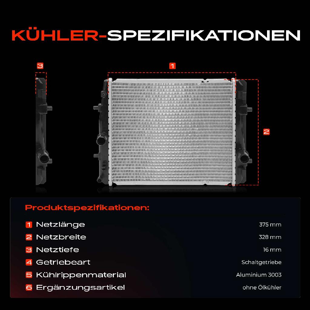 1x Kühler Wasserkühler Motorkühler für Citroën Peugeot 107 PM PN 2005-2014 Toyota 1.4L