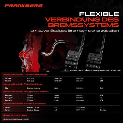 Frankberg 1x Bremsschlauch Bremsschläuche Vorderachse Links oder Rechts für Smart Fortwo Fiat Ducato Citroën Bild Frankberg 1x Bremsschlauch Bremsschläuche Vorderachse Links oder Rechts für Smart Fortwo Fiat Ducato Citroën