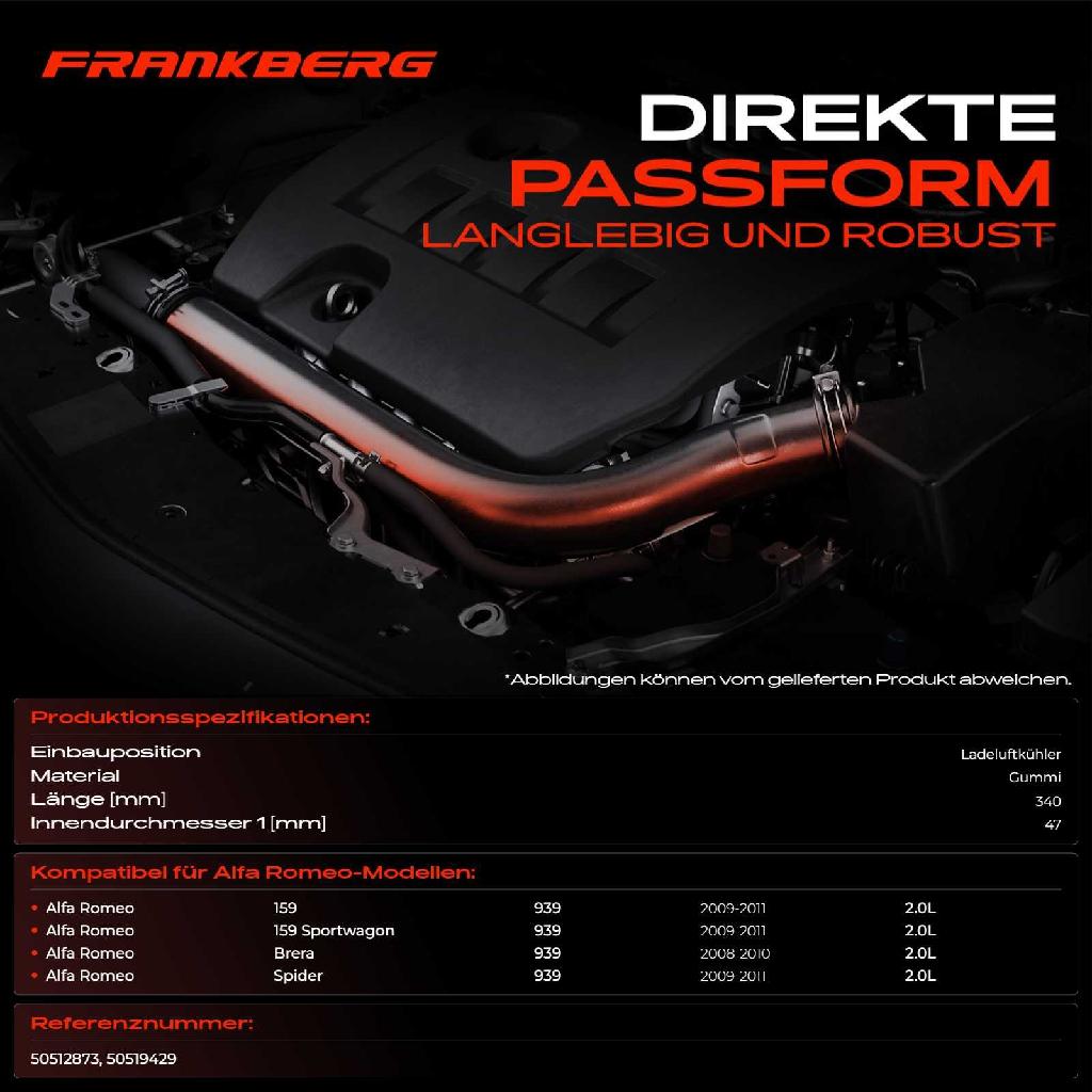 1x Kühlerschlauch Turboschlauch für Alfa Romeo 159 939 159 Sportwagon Brera Spider 2.0L 2008-2011