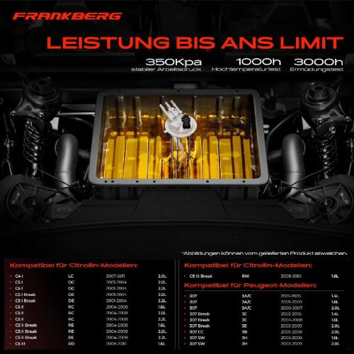 Frankberg 1x Kraftstoffpumpe für Citroën C4 I C5 Break II III Peugeot 307 CC SW 2.0L 2.2L 1.6L 1.4L 2000-2011 Bild Frankberg 1x Kraftstoffpumpe für Citroën C4 I C5 Break II III Peugeot 307 CC SW 2.0L 2.2L 1.6L 1.4L 2000-2011