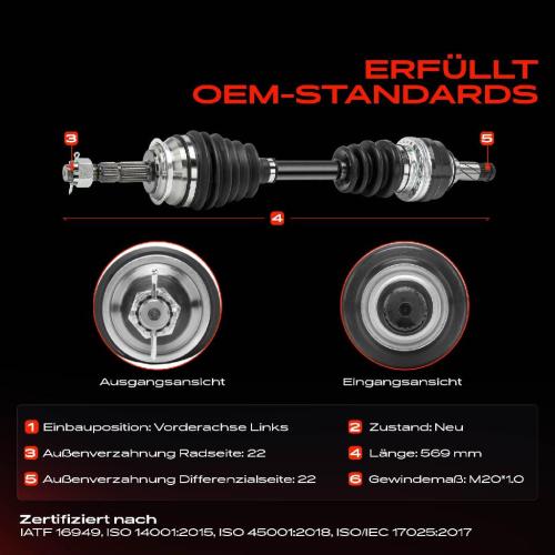 1x Antriebswelle Vorderachse Links für Opel Corsa B Tigra S93 Combo 71 Bild 1x Antriebswelle Vorderachse Links für Opel Corsa B Tigra S93 Combo 71