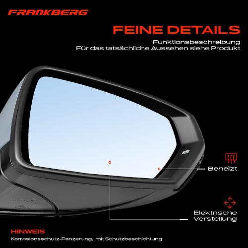 Frankberg 1x Außenspiegel Rechts für VW Polo AE1 AW1 BZ1 1.0L 1.5L 1.6L 2.0L Bj ab 2017 Bild Frankberg 1x Außenspiegel Rechts für VW Polo AE1 AW1 BZ1 1.0L 1.5L 1.6L 2.0L Bj ab 2017