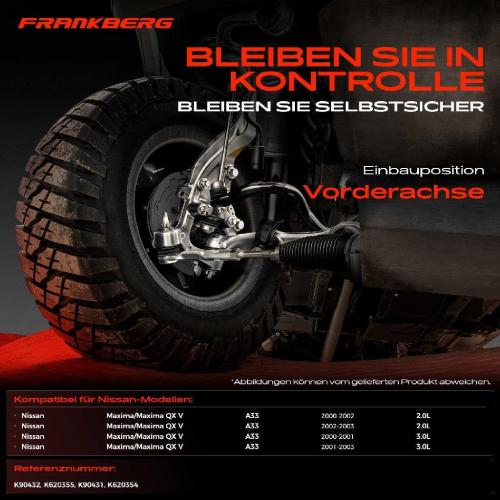 Frankberg 1x Querlenker Satz Vorderachse für Nissan Maxima/Maxima QX V A33 2.0L 3.0L 2000-2003 Bild Frankberg 1x Querlenker Satz Vorderachse für Nissan Maxima/Maxima QX V A33 2.0L 3.0L 2000-2003