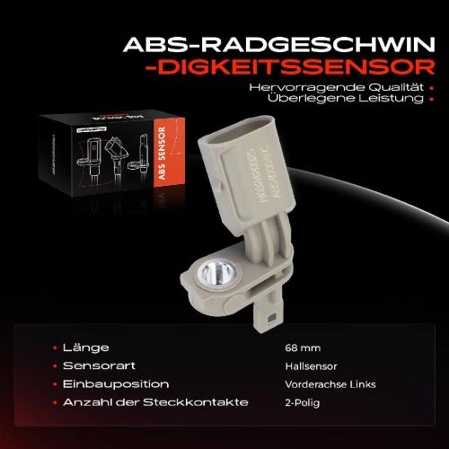 Frankberg 1x ABS Sensor Vorderachse links für VW Golf Alltrack VIII Variant Jetta Stufenheck Passat Polo Bild Frankberg 1x ABS Sensor Vorderachse links für VW Golf Alltrack VIII Variant Jetta Stufenheck Passat Polo