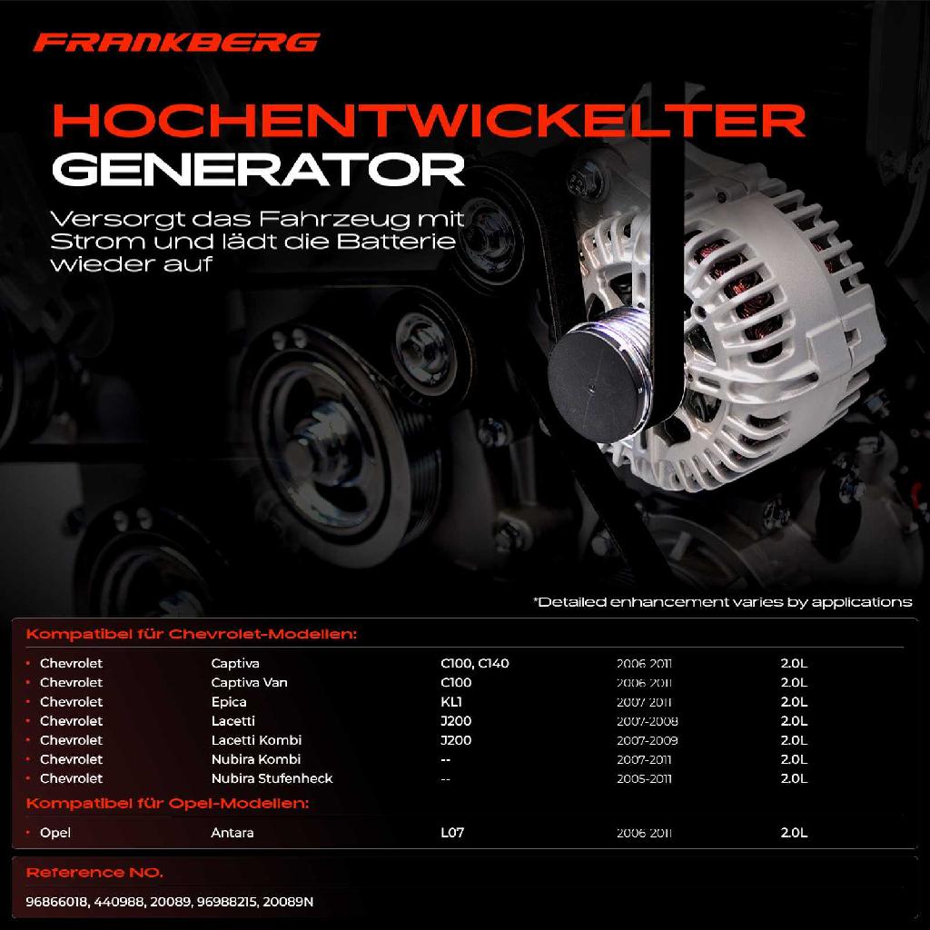1x Lichtmaschine Generator für Chevrolet Captiva Epica Lacetti Opel Antara