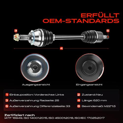 Frankberg 1x Antriebswelle Vorderachse Links für MINI Mini R55 R56 R57 2006-2015 Bild Frankberg 1x Antriebswelle Vorderachse Links für MINI Mini R55 R56 R57 2006-2015