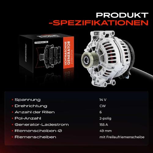 1x Lichtmaschine Generator für BMW E46 E90 E93 E92 E91 E60 E61 E81 E87 E88 E82 Bild 1x Lichtmaschine Generator für BMW E46 E90 E93 E92 E91 E60 E61 E81 E87 E88 E82