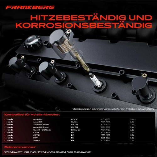 Frankberg 1x Zündmodul Zündspule für Honda Accord VII Tourer Civic Hatchback CR-V II III FR-V Stream 2.0L 2.4L 2001-2007 Bild Frankberg 1x Zündmodul Zündspule für Honda Accord VII Tourer Civic Hatchback CR-V II III FR-V Stream 2.0L 2.4L 2001-2007