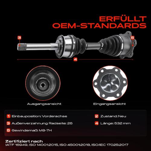 1x Antriebswelle Vorderachse für Toyota Hilux V Pick-up N5 N6 N10 N11 N8 N9 2.4L Bild 1x Antriebswelle Vorderachse für Toyota Hilux V Pick-up N5 N6 N10 N11 N8 N9 2.4L