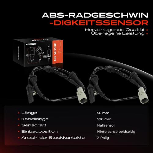 Frankberg 2x ABS Sensor Hinterachse beidseitig für Peugeot 3008 MPV 0U 2.0L 2011-2016 Bild Frankberg 2x ABS Sensor Hinterachse beidseitig für Peugeot 3008 MPV 0U 2.0L 2011-2016