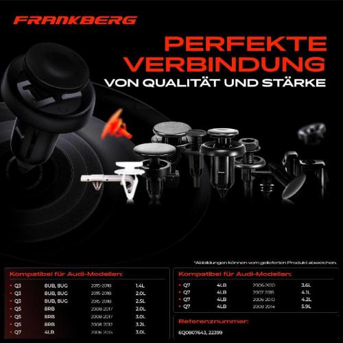 Frankberg 10x Befestigungsclips Stoßfänger für Audi Q3 8UB 8UG Q5 8RB Q7 4LB Bild Frankberg 10x Befestigungsclips Stoßfänger für Audi Q3 8UB 8UG Q5 8RB Q7 4LB