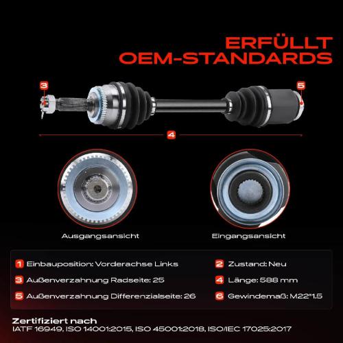 Frankberg 1x Antriebswelle Vorderachse Links für KIA Rio II Stufenheck 1.5L 2005-2011 Bild Frankberg 1x Antriebswelle Vorderachse Links für KIA Rio II Stufenheck 1.5L 2005-2011