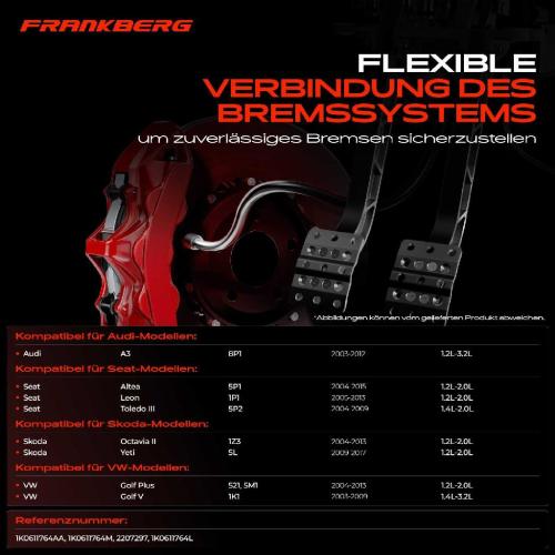 Frankberg 1x Bremsschlauch Bremsschl uche Hinterachse Rechts f r VW Golf Audi A3 Seat Leon Skoda Octavia Bild Frankberg 1x Bremsschlauch Bremsschl uche Hinterachse Rechts f r VW Golf Audi A3 Seat Leon Skoda Octavia