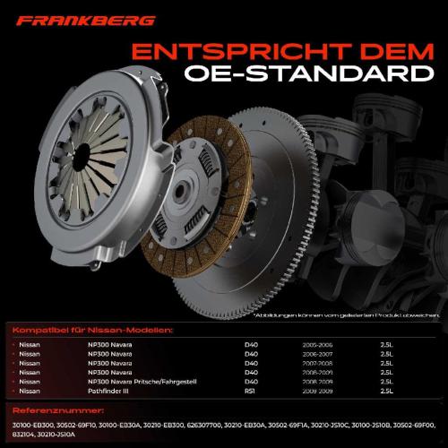 Frankberg 1x Kupplungssatz für Nissan NP300 Navara D40 NP300 Navara Pritsche/Fahrgestell Pathfinder III R51 2.5L Bild Frankberg 1x Kupplungssatz für Nissan NP300 Navara D40 NP300 Navara Pritsche/Fahrgestell Pathfinder III R51 2.5L
