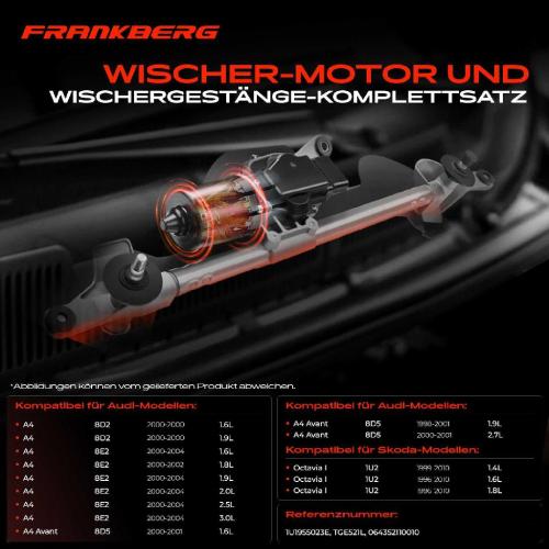 Frankberg 1x Wischerarm Scheibenwischer Vorne für Audi A4 Avant Skoda Octavia I Combi Bild Frankberg 1x Wischerarm Scheibenwischer Vorne für Audi A4 Avant Skoda Octavia I Combi