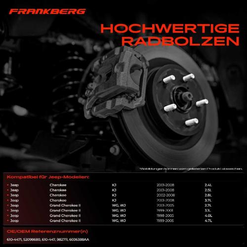 10x Radbolzen für Jeep Cherokee KJ Grand Cherokee II WJ WG Bild 10x Radbolzen für Jeep Cherokee KJ Grand Cherokee II WJ WG