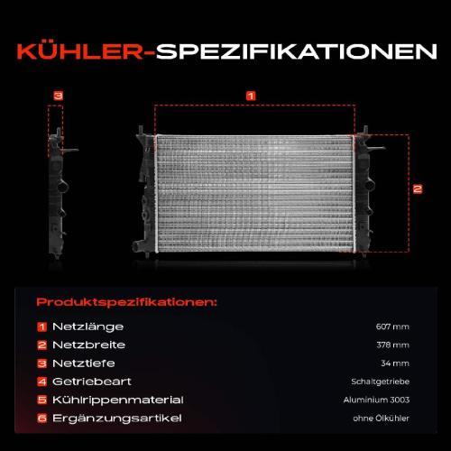 1x Kühler Wasserkühler Motorkühler für Opel Vectra B Caravan CC J96 2.0L 2.5L 2.6L Bild 1x Kühler Wasserkühler Motorkühler für Opel Vectra B Caravan CC J96 2.0L 2.5L 2.6L