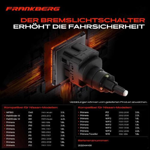 1x Bremslichtschalter für Nissan NP300 Pathfinder Primera Qashqai X-Trail Koleos I Bild 1x Bremslichtschalter für Nissan NP300 Pathfinder Primera Qashqai X-Trail Koleos I