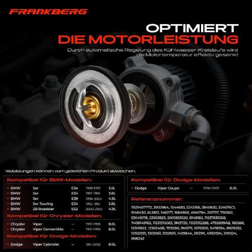 1x Thermostat Kühlmittel für BMW 5er E34 E39 Z8 Dodge Ram 2500 Chrysler Viper Bild 1x Thermostat Kühlmittel für BMW 5er E34 E39 Z8 Dodge Ram 2500 Chrysler Viper