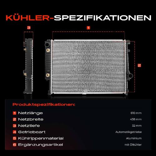 1x Kühler Wasserkühler Motorkühler für BMW 5er E34 530i 535i M5 7er E32 730i 735i Bild 1x Kühler Wasserkühler Motorkühler für BMW 5er E34 530i 535i M5 7er E32 730i 735i