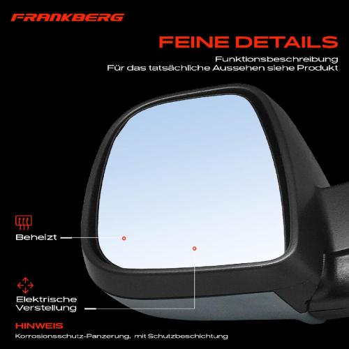 Frankberg 1x Außenspiegel Links für Citroën Berlingo B9 M Peugeot Partner Tepee 1.6L 2008-2025 Bild Frankberg 1x Außenspiegel Links für Citroën Berlingo B9 M Peugeot Partner Tepee 1.6L 2008-2025