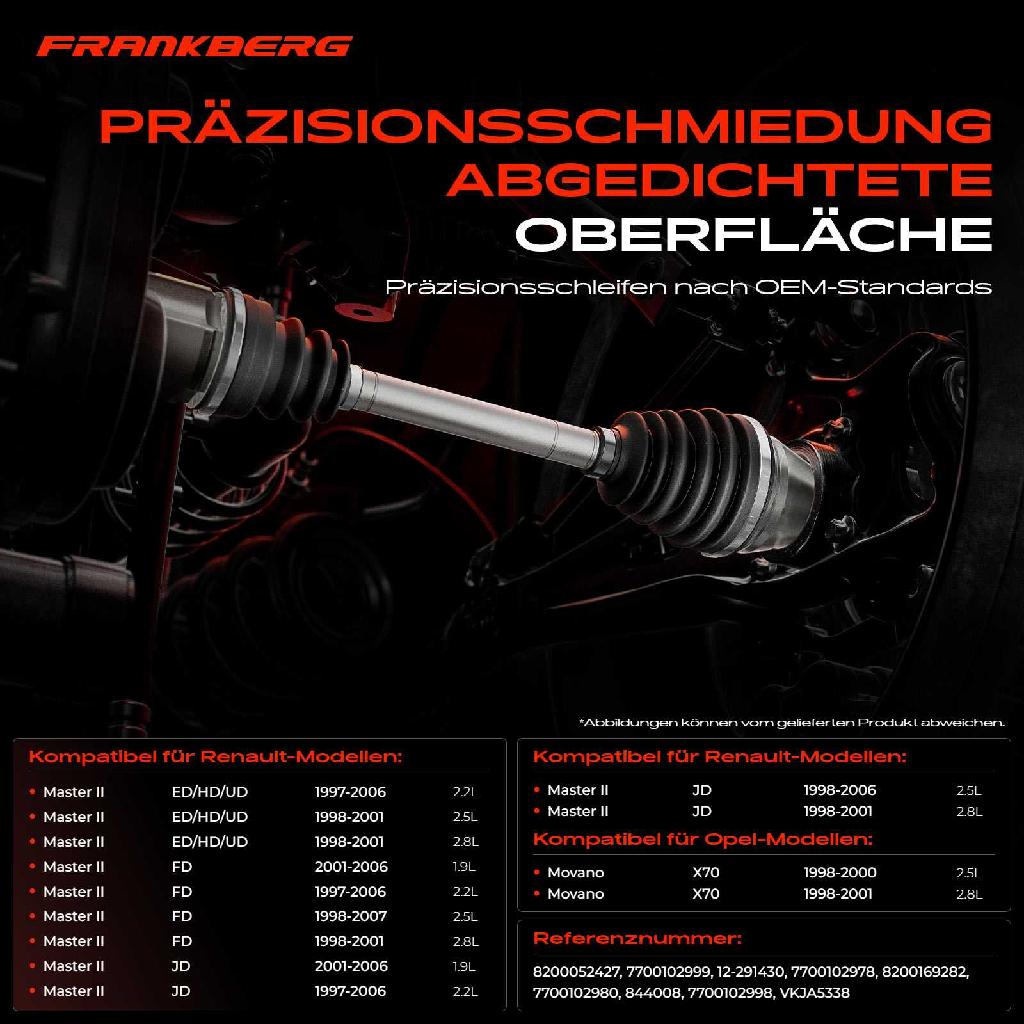 1x Antriebswelle Gelenksatz Vorderachse für Opel Movano X70 Renault Master II