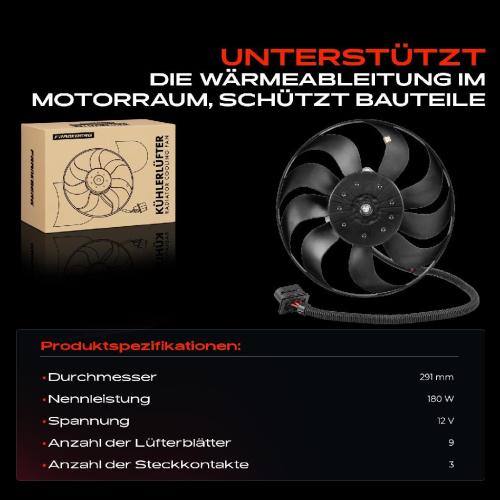 Frankberg 1x Motorkühller Einfachlüfter ohne Kühlerlüfterrahmen VW Golf IV 1J Audi A3 8L TT 8N Seat Leon Bild Frankberg 1x Motorkühller Einfachlüfter ohne Kühlerlüfterrahmen VW Golf IV 1J Audi A3 8L TT 8N Seat Leon