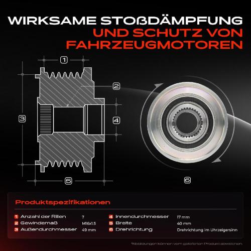 1x Generatorfreilauf Lichtmaschine für BMW X5 E70 3.0L 2006-2010 Bild 1x Generatorfreilauf Lichtmaschine für BMW X5 E70 3.0L 2006-2010