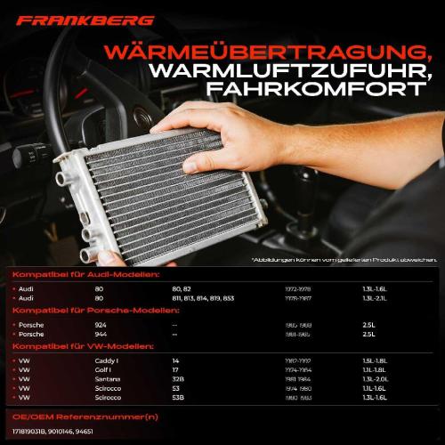 1x Wärmetauscher Innenraumheizung für VW Golf 1 Passat 32 33 Scirocco Audi 80 Coupe Bild 1x Wärmetauscher Innenraumheizung für VW Golf 1 Passat 32 33 Scirocco Audi 80 Coupe