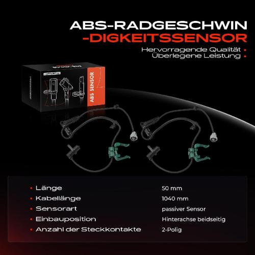 2x ABS Sensor Hinterachse beidseitig für Nissan Micra II K11 1.0L 1992-2003 Bild 2x ABS Sensor Hinterachse beidseitig für Nissan Micra II K11 1.0L 1992-2003