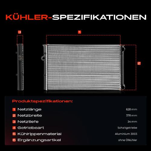 1x Kühler Wasserkühler Motorkühler für VW Golf 31H1 1E7 Vento 1H2 Bild 1x Kühler Wasserkühler Motorkühler für VW Golf 31H1 1E7 Vento 1H2
