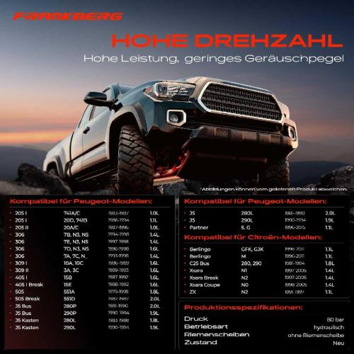 Frankberg 1x Servopumpe hydraulisch für Citroën Berlingo Xsara Peugeot 205 306 309 405 J5 Bild Frankberg 1x Servopumpe hydraulisch für Citroën Berlingo Xsara Peugeot 205 306 309 405 J5