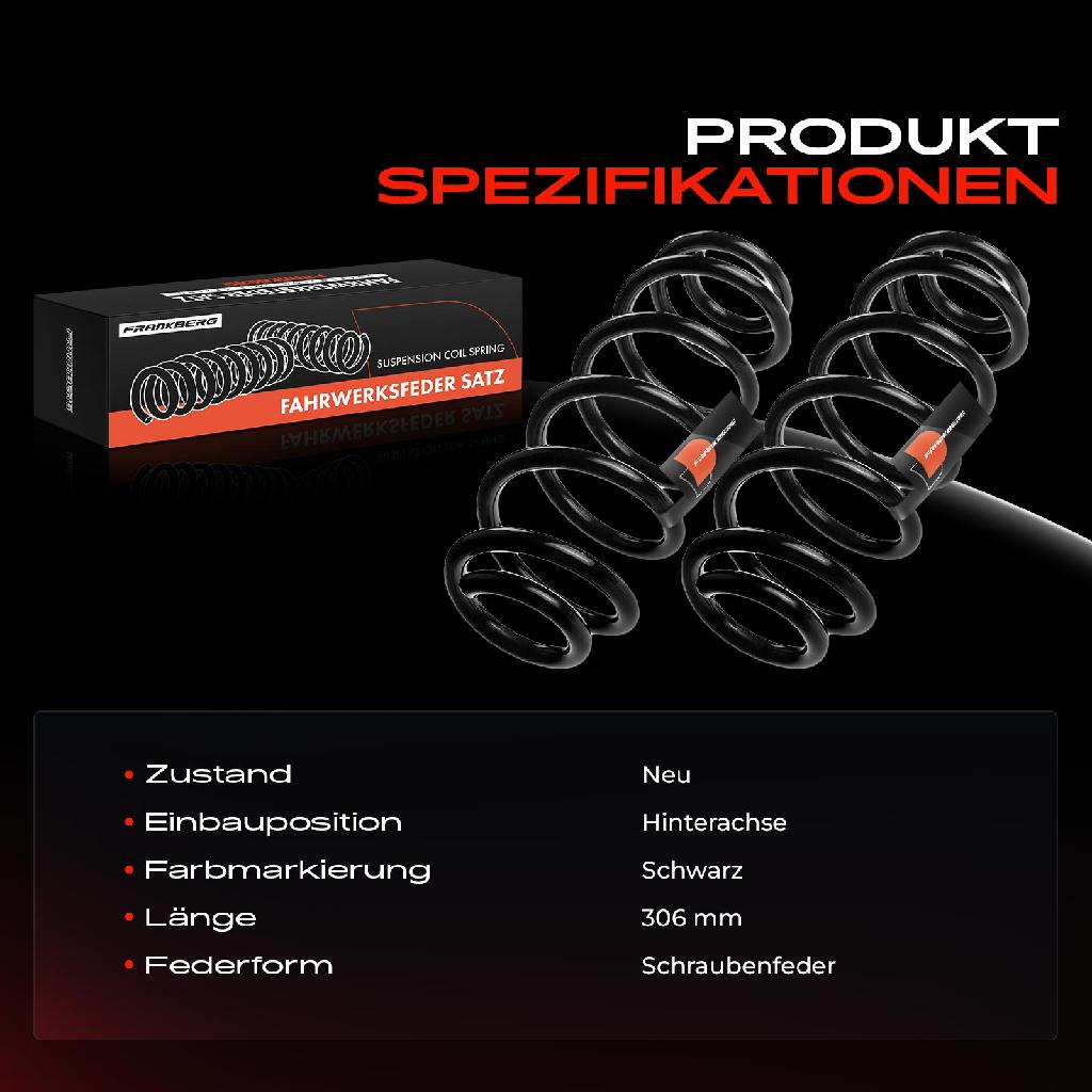 2x Fahrwerksfeder Hinterachse für Seat Leon 1P1 1.4L 1.6L 1.8L 2.0L 2005-2012