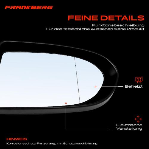 Frankberg 1x Außenspiegel Links für Opel Zafira A MPV T98 1.6L 1.8L 2.0L 2.2L 1999-2005 Bild Frankberg 1x Außenspiegel Links für Opel Zafira A MPV T98 1.6L 1.8L 2.0L 2.2L 1999-2005