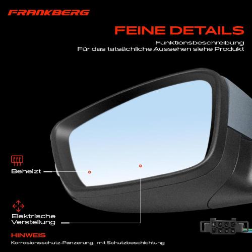 Frankberg 1x Außenspiegel Links für Seat Toledo IV KG3 Skoda Rapid NH3 NK3 NK6 NH1 2012-2015 Bild Frankberg 1x Außenspiegel Links für Seat Toledo IV KG3 Skoda Rapid NH3 NK3 NK6 NH1 2012-2015
