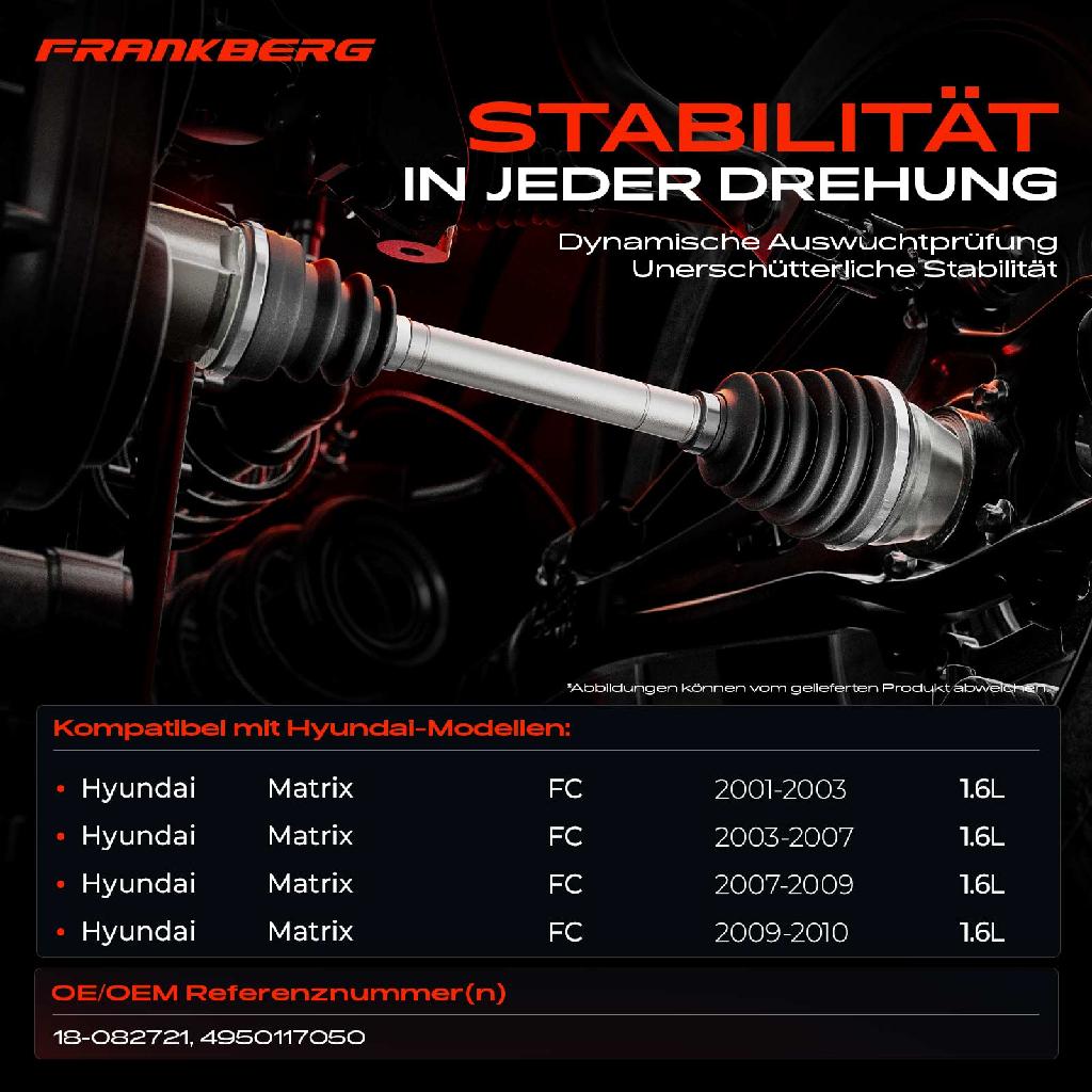 1x Antriebswelle Vorderachse Rechts für Hyundai Matrix FC 1.6L 2001-2003