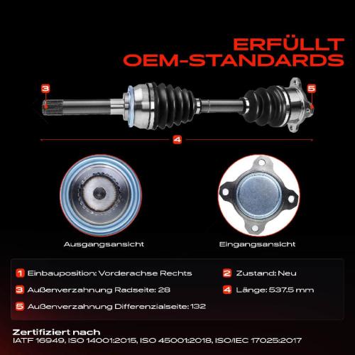 1x Antriebswelle Vorderachse Rechts für Mitsubishi L200 Pajero II Canvas Top Pajero Sport I K7 K9 Bild 1x Antriebswelle Vorderachse Rechts für Mitsubishi L200 Pajero II Canvas Top Pajero Sport I K7 K9