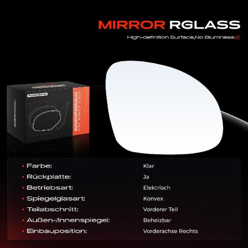 1x Spiegelglas Außenspiegel rechts für VW Sharan Tiguan Seat Alhambra Skoda Yeti Bild 1x Spiegelglas Außenspiegel rechts für VW Sharan Tiguan Seat Alhambra Skoda Yeti