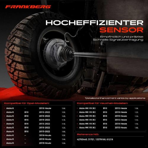 Frankberg 2x ABS Sensor Hinterachse beidseitig für Opel Astra K Kasten/Kombi Sports Tourer Vauxhall MK VII (K) Kombi Bild Frankberg 2x ABS Sensor Hinterachse beidseitig für Opel Astra K Kasten/Kombi Sports Tourer Vauxhall MK VII (K) Kombi