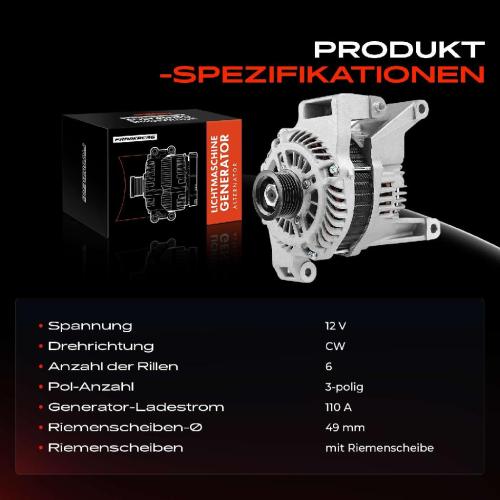 1x Lichtmaschine Generator für Mazda 3 ??? BL 5 CW 2008 2.0L Bild 1x Lichtmaschine Generator für Mazda 3 ??? BL 5 CW 2008 2.0L