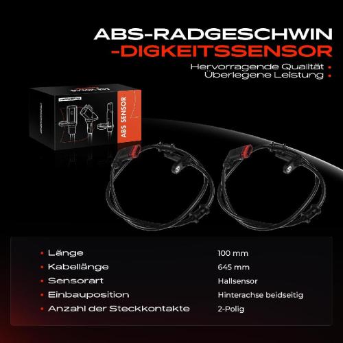 2x ABS Sensor Hinten für Mercedes-Benz C218 X218 W212 S212 2.1L 3.5L 3.0L 3.0L-3.5L 2009-2017 Bild 2x ABS Sensor Hinten für Mercedes-Benz C218 X218 W212 S212 2.1L 3.5L 3.0L 3.0L-3.5L 2009-2017