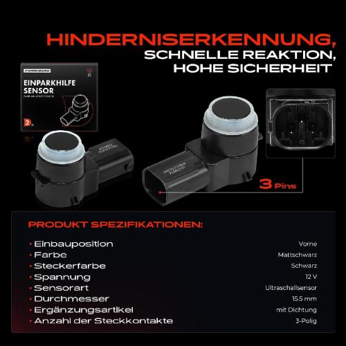 Frankberg 2x Parksensor PDC Sensor Vorne für Ford Mondeo 3 B5Y B4Y 2.0L 2000-2007 Bild Frankberg 2x Parksensor PDC Sensor Vorne für Ford Mondeo 3 B5Y B4Y 2.0L 2000-2007