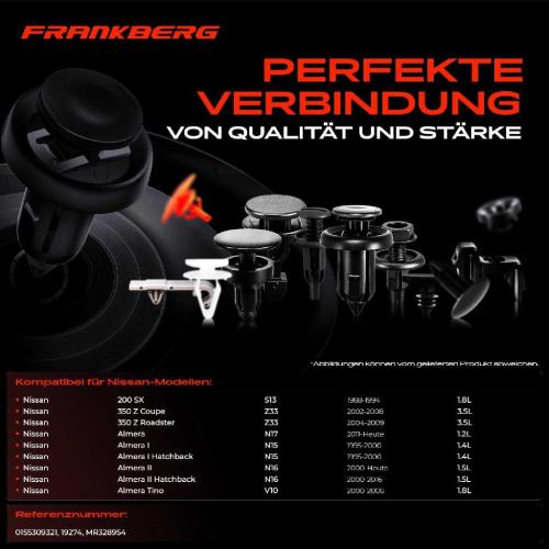 Frankberg 10x Befestigungsclips Stoßstange für Nissan 200 SX Almera Cube Maxima Murano Bild Frankberg 10x Befestigungsclips Stoßstange für Nissan 200 SX Almera Cube Maxima Murano