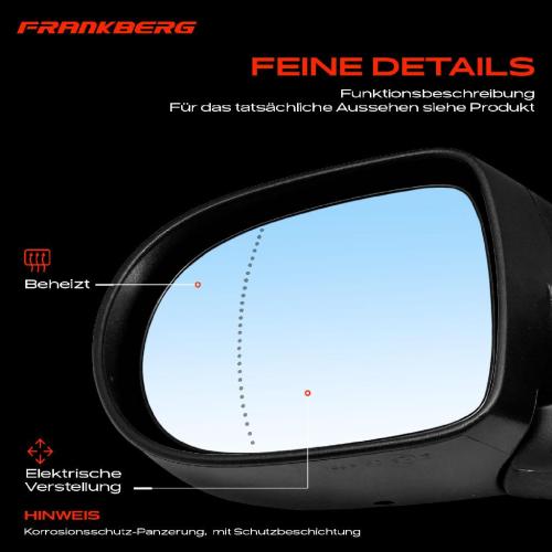 Frankberg 1x Außenspiegel Links für Renault Clio III BR0/1 CR0/1 Grandtour KR0/1 2005-2009 Bild Frankberg 1x Außenspiegel Links für Renault Clio III BR0/1 CR0/1 Grandtour KR0/1 2005-2009