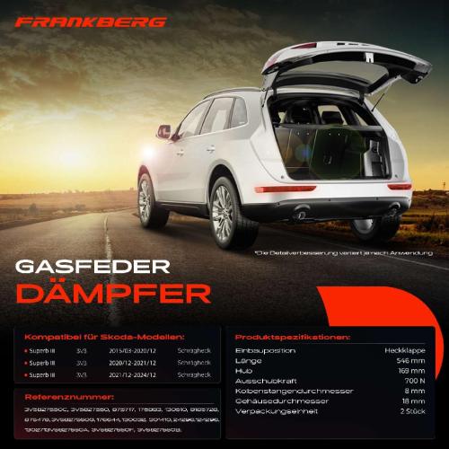 2x Gasfeder Dämpfer Heckklappe für Skoda Superb III 3V3 Schrägheck Bj ab 2015 Bild 2x Gasfeder Dämpfer Heckklappe für Skoda Superb III 3V3 Schrägheck Bj ab 2015