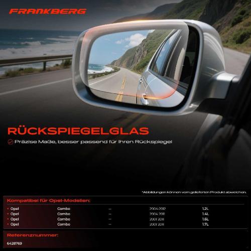 1x Spiegelglas Außenspiegel rechts für Opel Combo Tour Combo Kasten/MPV Corsa C Kasten/Schrägheck Bild 1x Spiegelglas Außenspiegel rechts für Opel Combo Tour Combo Kasten/MPV Corsa C Kasten/Schrägheck