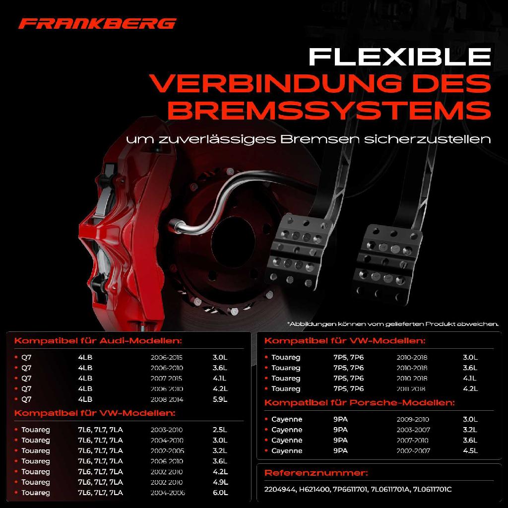 2x Bremsschlauch Bremsschläuche Vorne für VW Touareg Audi Q7 Porsche Cayenne