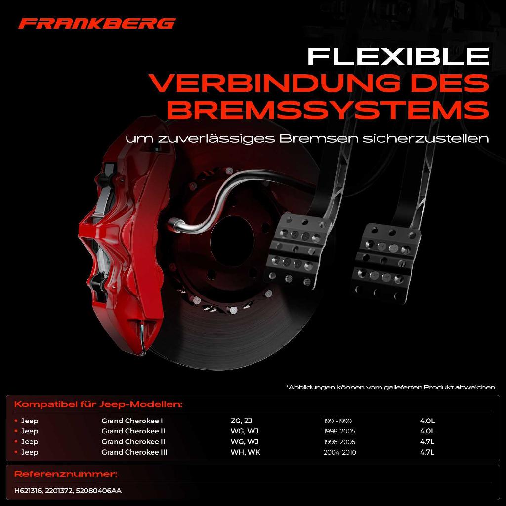 1x Bremsschlauch Bremsschläuche Vorderachse Rechts für Jeep Grand Cherokee II WG WJ 2003-2005